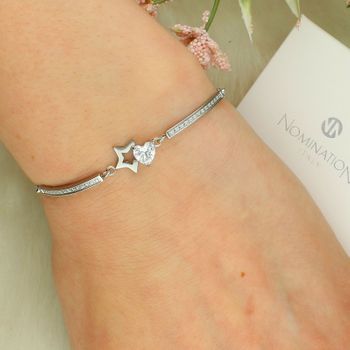 Bransoletka Milleluci z gwiazdką i sercem z cyrkonii – Regulowana stalowa biżuteria damskadf (2).jpg